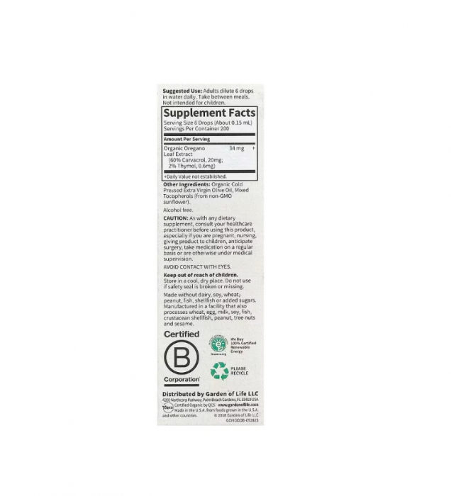 Oil of Oregano 30 ml - Garden of Life [2]