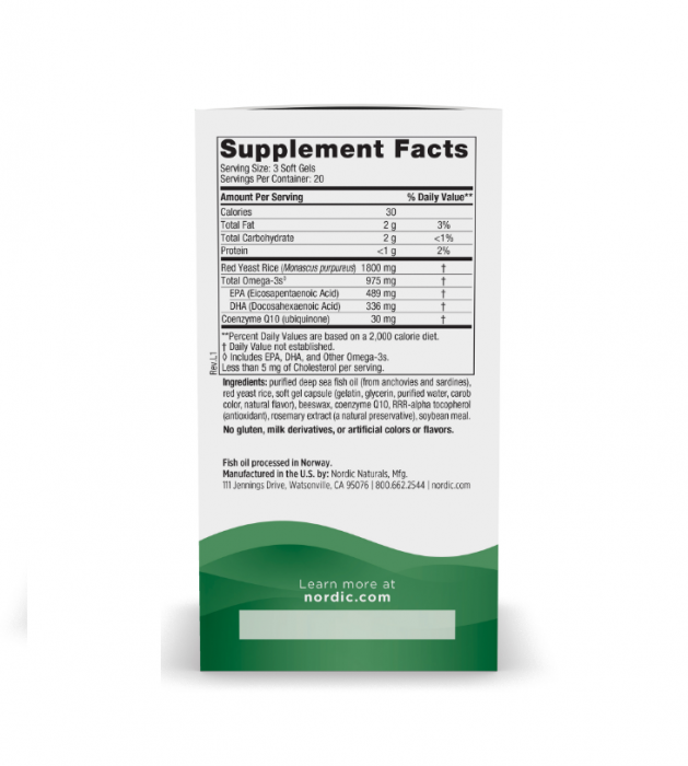 Omega LDL With Red Yeast Rice and CoQ10 384mg 60 Soft Gels - Nordic Naturals [2]