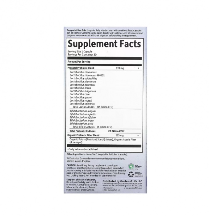 Once Daily Prenatal Dr. Formulated Probiotics 30 Capsule - Garden of Life [2]