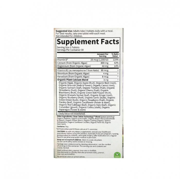 Organic Plant Calcium MyKind Organics 90 Tablete - Garden of Life [2]