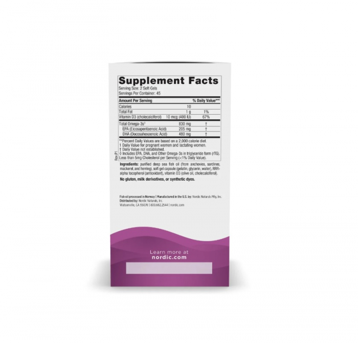 Prenatal DHA 830mg Omega-3 + 400 IU vitamin D3 unflavored 180 capsule moi - Nordic Naturals [2]