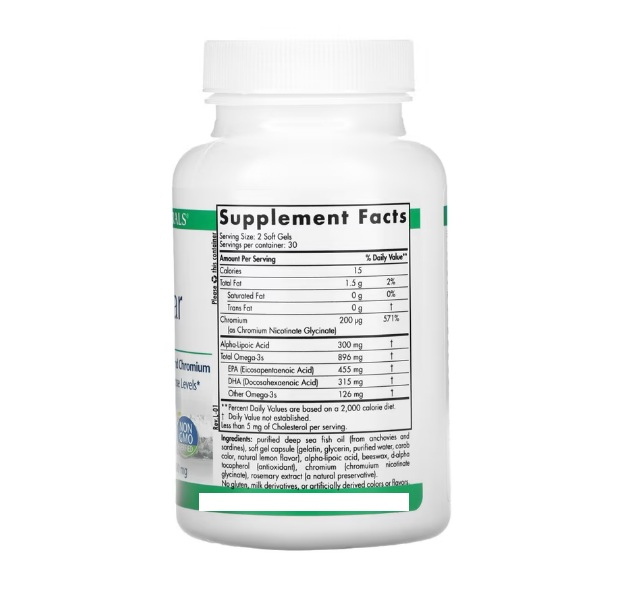 ProOmega Blood Sugar 1000mg 60 Softgels - Nordic Naturals [2]