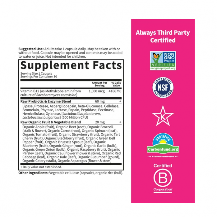 Raw B-12 Vitamin Code 1000mcg 30 Capsule - Garden of Life [2]