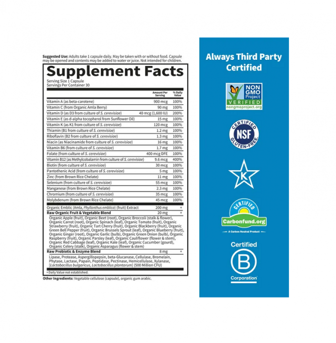 RAW One For Men Vitamin Code 30 Capsule - Garden of Life [2]