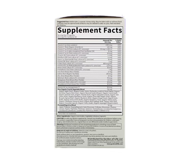 Raw Prenatal Vitamin Code 180 Capsule - Garden of Life [2]