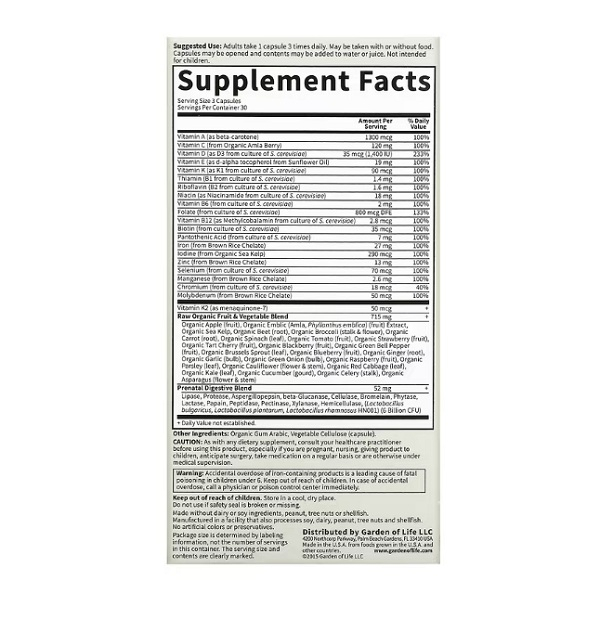 Raw Prenatal Vitamin Code 90 Capsule - Garden of Life [2]