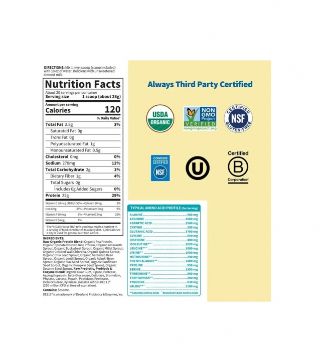Raw Protein Unflavored 560 grame - Garden of Life [2]