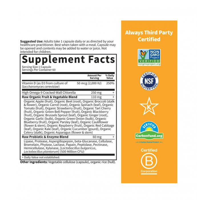 RAW Vitamin D3 Vitamin Code 50mcg (2,000 IU) 60 Capsule - Garden of Life [2]