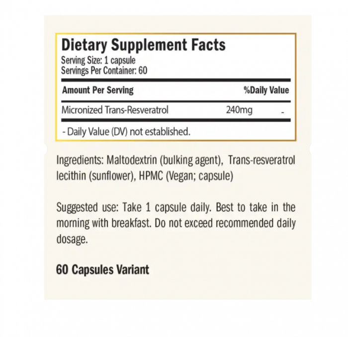 Resveratrol Liposomal 240mg 60 capsule - Purovitalis [2]