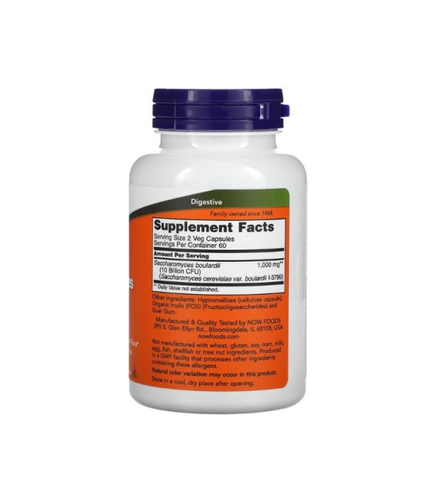 Saccharomyces Boulardii 5 Billion CFU 120 capsule vegetale - NOW Foods [2]