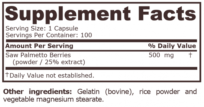 Saw Palmetto Complex 500mg 100 capsule - Pure Nutrition [2]