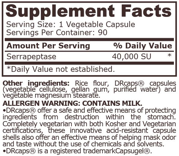 Serrapeptase 40.000 SU 90 capsule vegetale - Pure Nutrition [2]