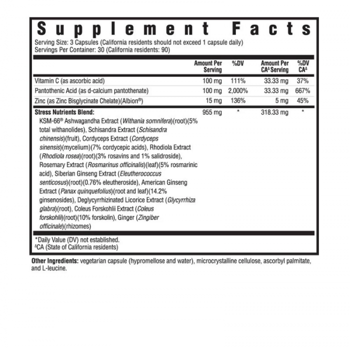 Stress (Adrenal) Nutrients 90 Capsule - Seeking Health [3]