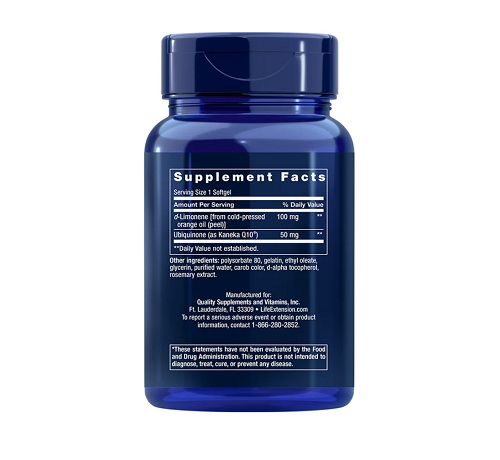 Super-Absorbable Ubiquinone CoQ10 50mg with d-Limonene 60 capsule - Life Extension [2]