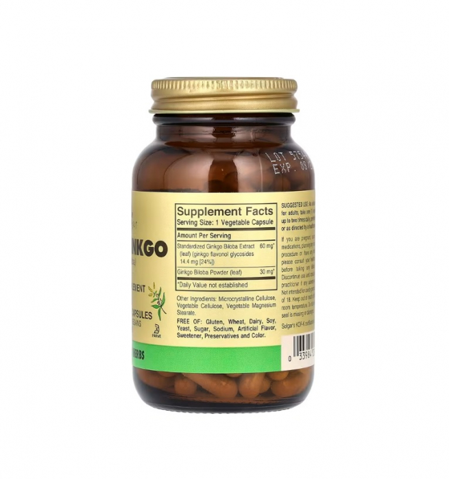Super Ginkgo (Ginkgo Biloba) 120 capsule - Solgar [2]