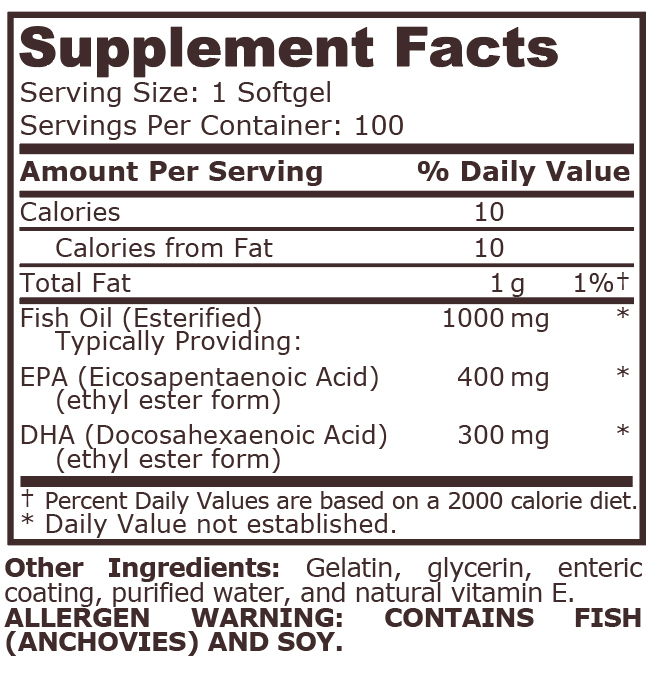 Super Omega 3 1000mg 400EPA / 300DHA 100 capsule - Pure Nutrition [2]