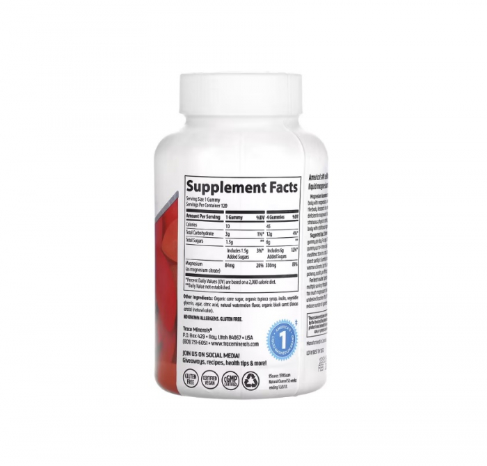 Magnesium Gummies cu aroma de pepene verde 120 jeleuri - Trace Minerals [2]