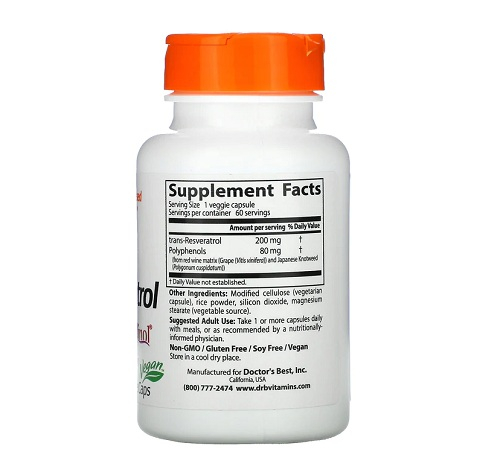 Trans-Resveratrol 200 with Resvinol 200mg 60 Capsule - Doctor's Best [2]