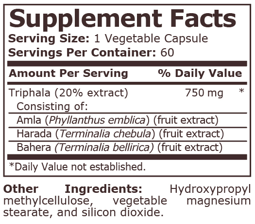 Triphala Extract 750 mg 60 capsule - Pure Nutrition [2]