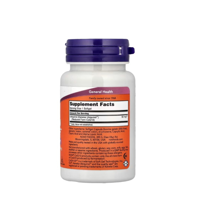 Ubiquinol CoQH-CF 60 capsule moi - NOW Foods [2]