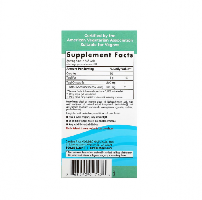 Vegan Prenatal DHA 250mg 60 SoftGels - Nordic Naturals [2]