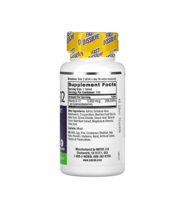 Vitamin B-12 Fast Dissolve 5000mcg 100 tablete - Natrol [2]