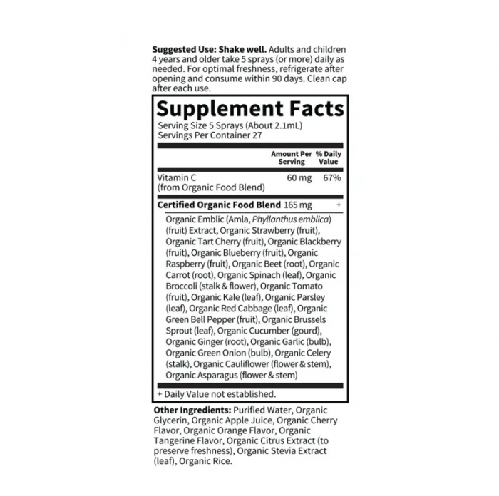 Vitamin C Organic Spray Cherry-Tangerine MyKind Organics 58ml - Garden of Life [2]