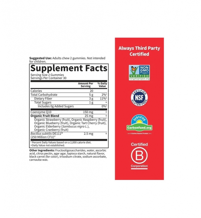Vitamin Code CoQ10 150mg Stawberry Flavor 60 jeleuri - Garden of Life [2]