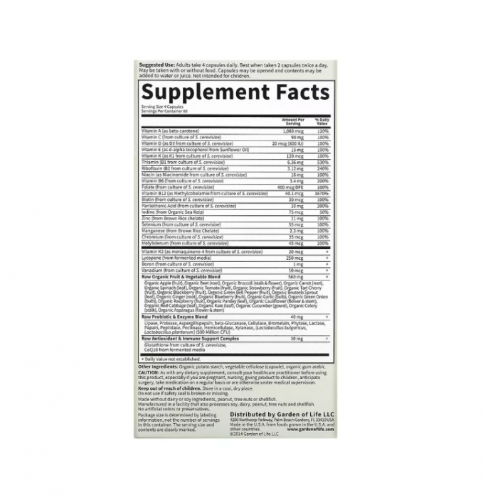 Vitamin Code Whole Food Multivitamin for Men 240 Capsule - Garden of Life [2]