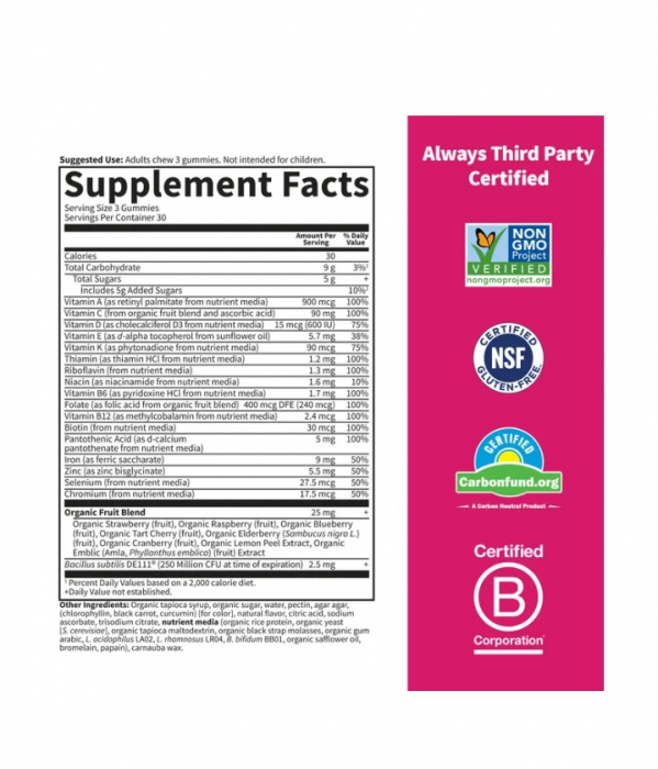 Vitamin Code Women's Multi with Iron + Probiotics 90 jeleuri Cherry Flavor - Garden Of Life [2]