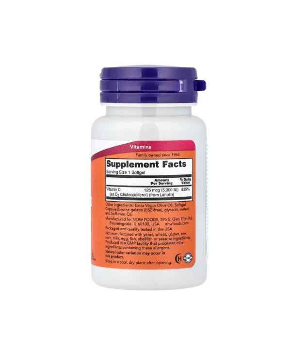 Vitamin D-3 High Potency 5000 IU 120 capsule moi - NOW Foods [2]
