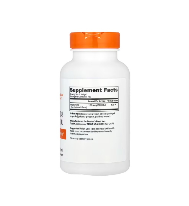 Vitamin D3 125 mcg (5,000 IU) 720Capsule - Doctor's Best [2]