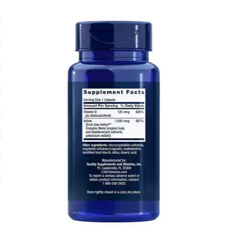 Vitamin D3 with Sea-Iodine 5000IU 60 Capsule - Life Extension [2]