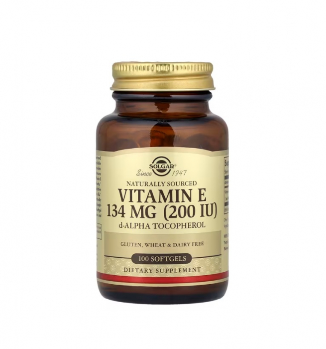 Vitamin E 134mg (200 IU) pure d-Alpha Tocopherol 100 capsule moi - Solgar [1]