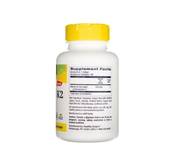 Vitamin K2 as MK-7 100mcg 180 capsule moi - Healthy Origins [2]