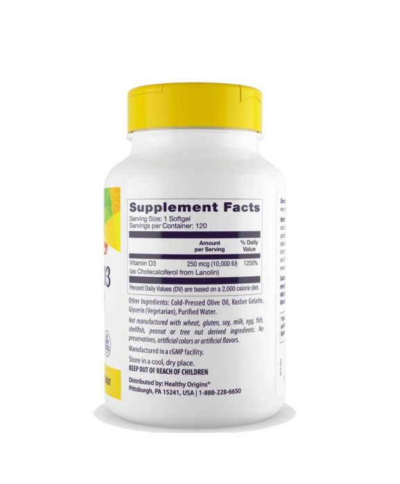 Vitamina D3 10000IU 120 capsule moi - Healthy Origins [2]