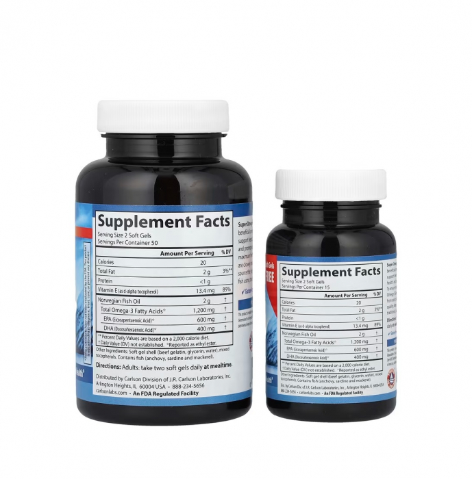 Wild Caught Super Omega-3 1200mg 100+30 capsule moi - Carlson [2]