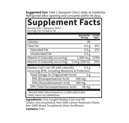 Alaskan Cod Liver Oil Liquid Dr. Formulated 200ml - Garden of Life [1]