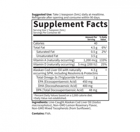 Alaskan Cod Liver Oil Liquid Dr. Formulated 400ml - Garden of Life [1]
