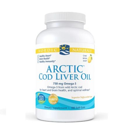 Imunitate - Arctic Cod Liver Oil 750mg Omega-3 Lemon 180 Capsule - Nordic Naturals