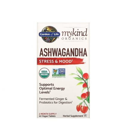 OFERTE SPECIALE - Ashwagandha Stress & Mood MyKind Organics 60 Tablete - Garden of Life