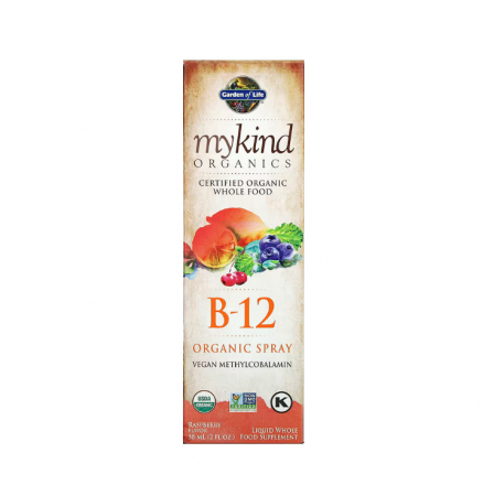 Vitamina B - B-12 Organic Spray Raspberry MyKind Organics 58 ml - Garden of Life