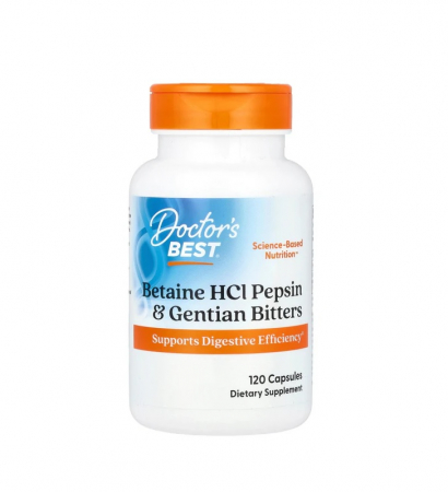 Pentru Digestie - Betaine HCI Pepsin si Gentian Bitters 120 capsule - Doctor's Best