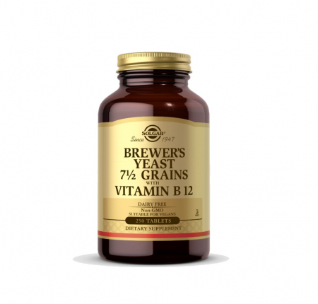 Vitamina B - Brewer`s Yeast 7 1/2 Grains with Vitamin B12 250 tablete - Solgar