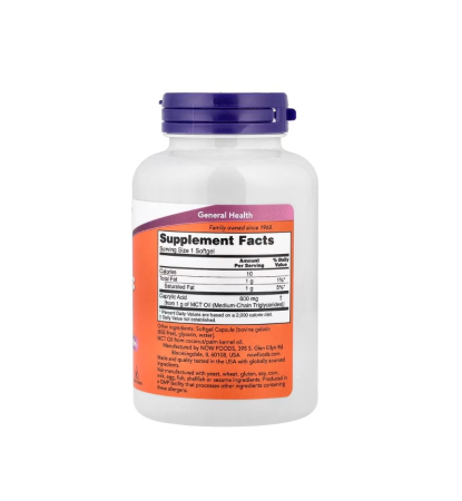 Caprylic Acid 600mg 100 capsule moi - NOW Foods [1]