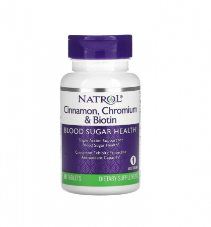 Natrol - Cinnamon, Chromium & Biotin 60 tablete - Natrol