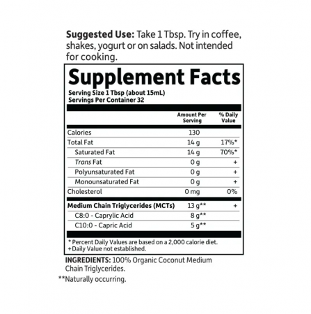 Coconut MCT Oil 100% Organic Brain Health 473 ml - Garden of Life [1]