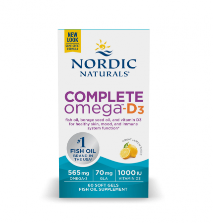 Omega & Ulei De Peste - Complete Omega-D3 Lemon 120 Soft Gels - Nordic Naturals
