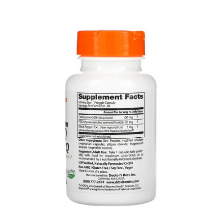 CoQ10 100mg PQQ 20mg High Absorption 60Capsule - Doctor's Best [1]