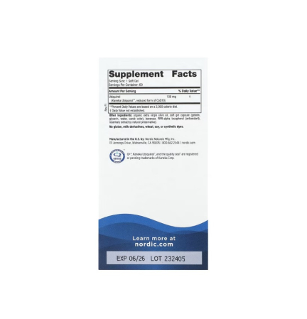 CoQ10 Ubiquinol 100mg 60 Soft Gels - Nordic Naturals [1]